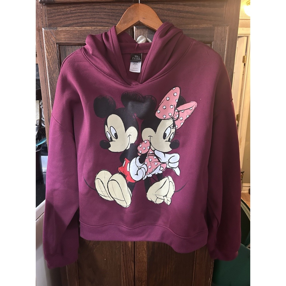 disney‎ mickey & Minnie Mouse Hoodie Maroon Size 1XL Really Nice Quality Shirt